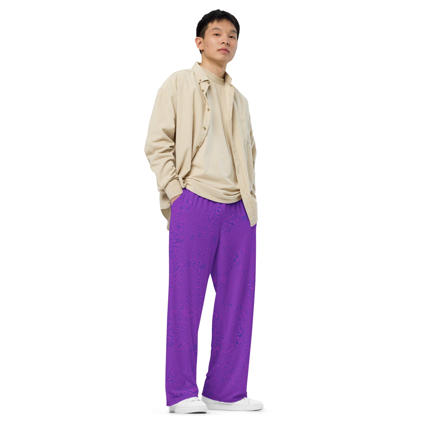 Light Purple Tiger unisex wide-leg pants