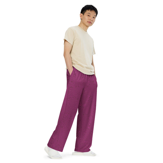 Dark Purple unisex wide-leg pants