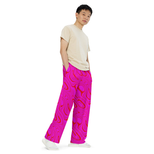 Red Purple Wave unisex wide-leg pants