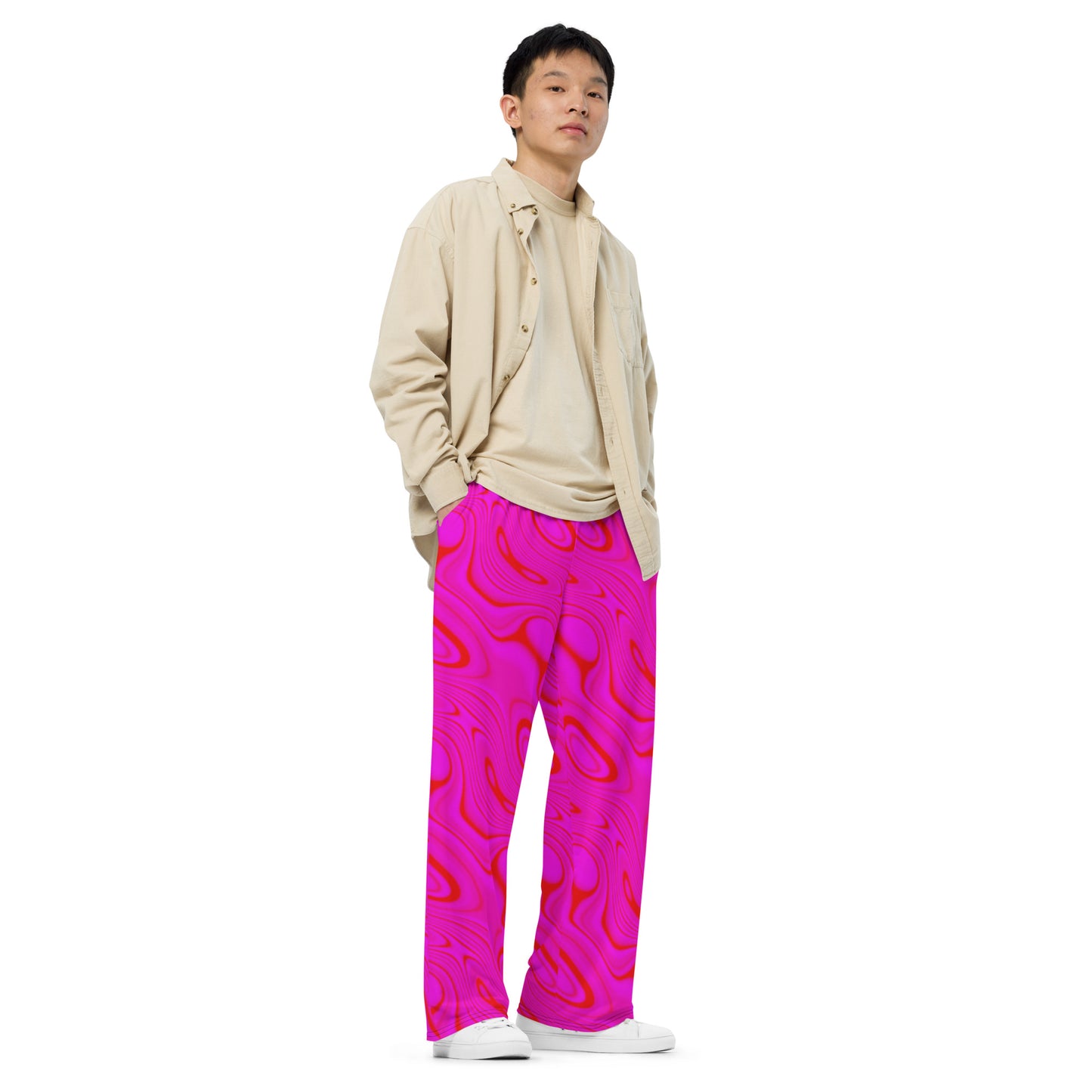 Red Purple Wave unisex wide-leg pants