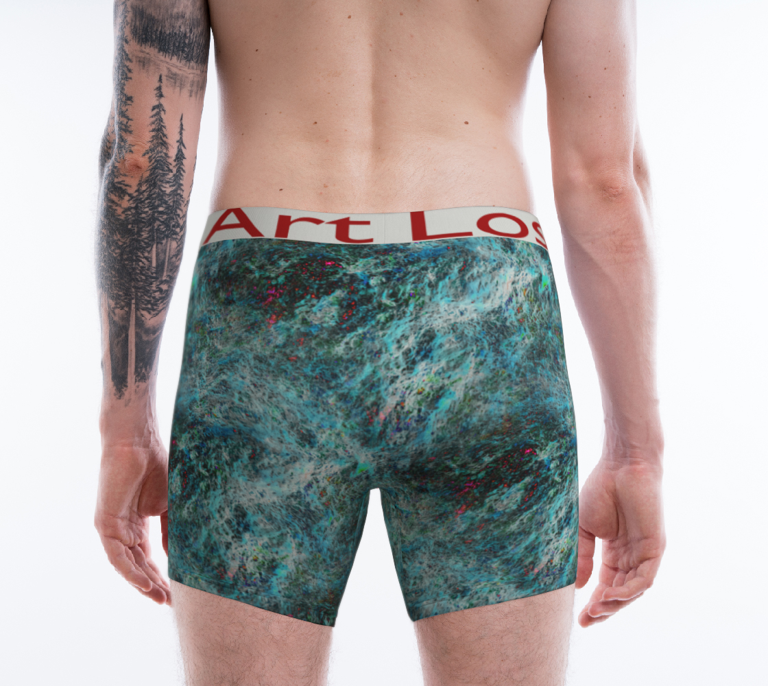 Blue Storm boxer briefs. Perfect apparel for braving the storm. Available from Lost Woods Arts.