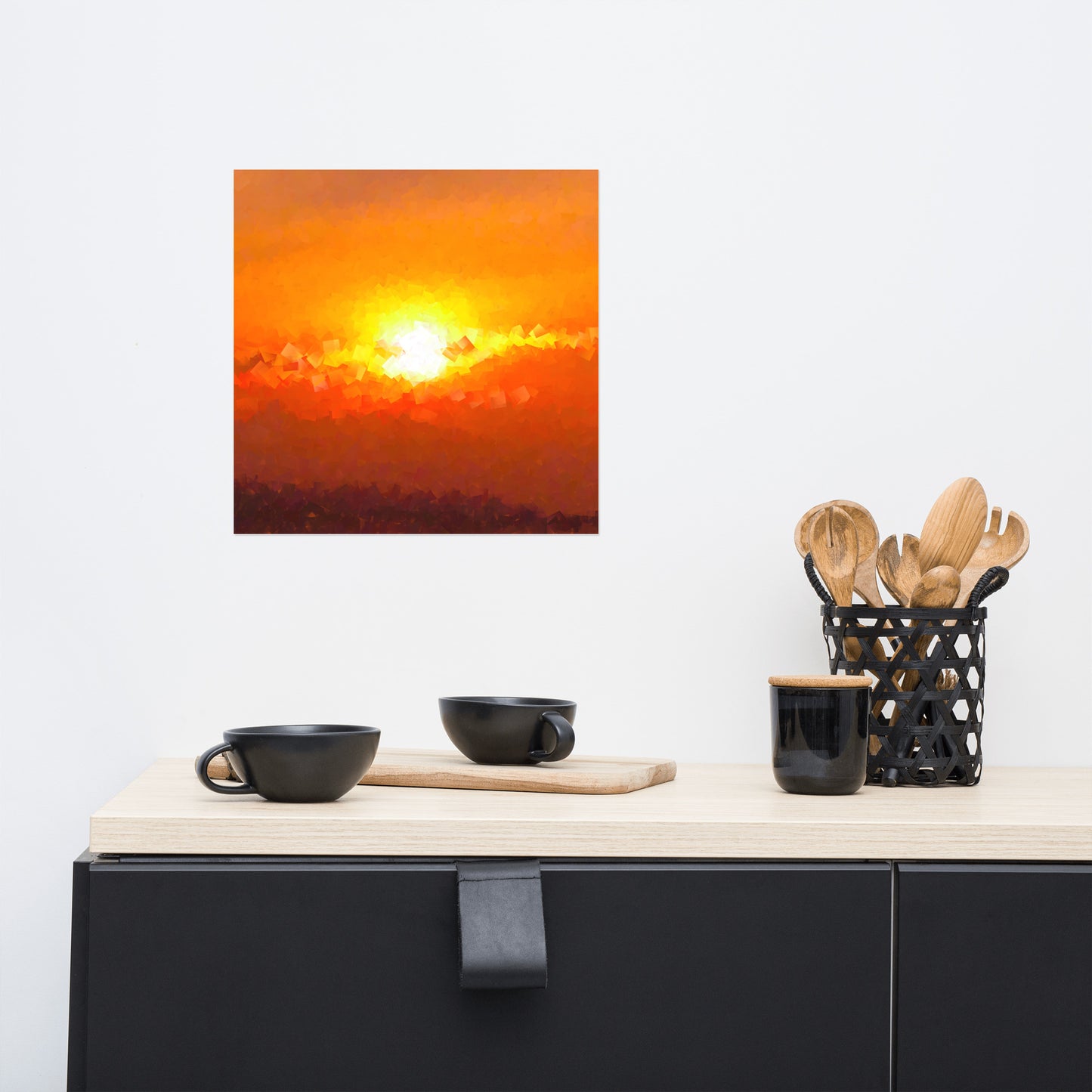 "Sunset Mountain" photo in a cubism painting style. Available from Lost Woods Arts.