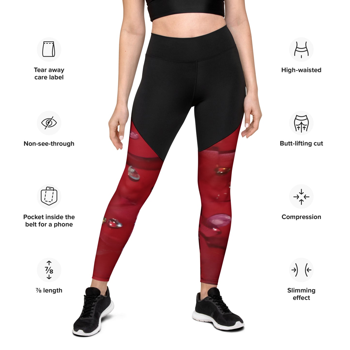 Jeweled Rose Sports Leggings