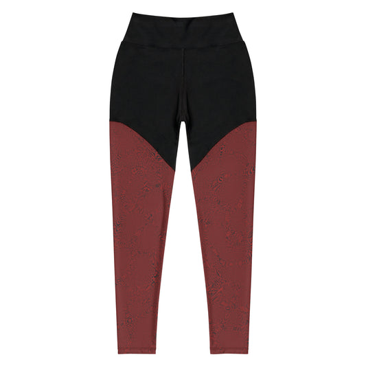 Dark Red Tiger Sports Leggings