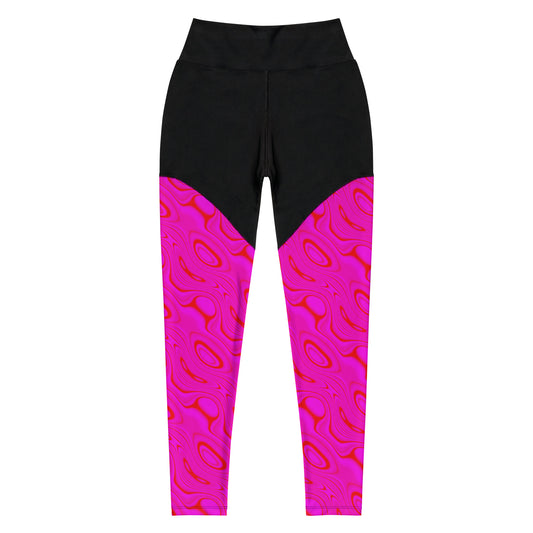 Red Purple Wave Sports Leggings