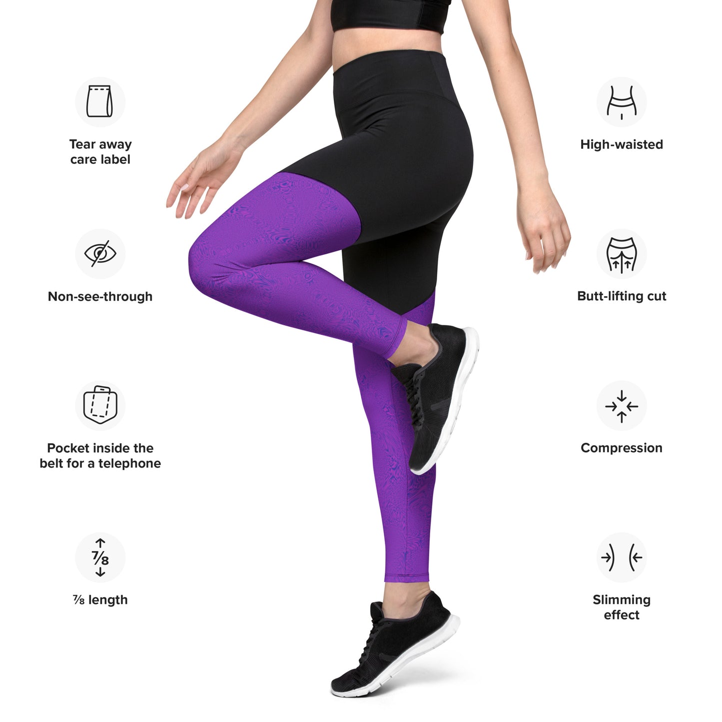 Dark Purple Tiger Sports Leggings