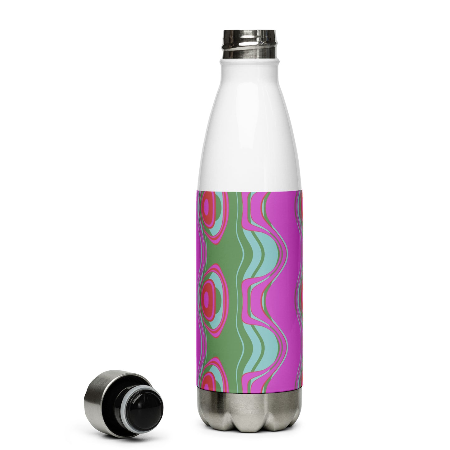 Your drinks should always stay at the perfect temperature, but that doesn’t mean you need to sacrifice style. Say goodbye to bulky flasks and boring colors, and get an everyday water bottle that reflects your retro personality. Made from stainless steel and with double-wall insulation, "The Far Out Wave" bottle is the perfect mix of fashion and function.