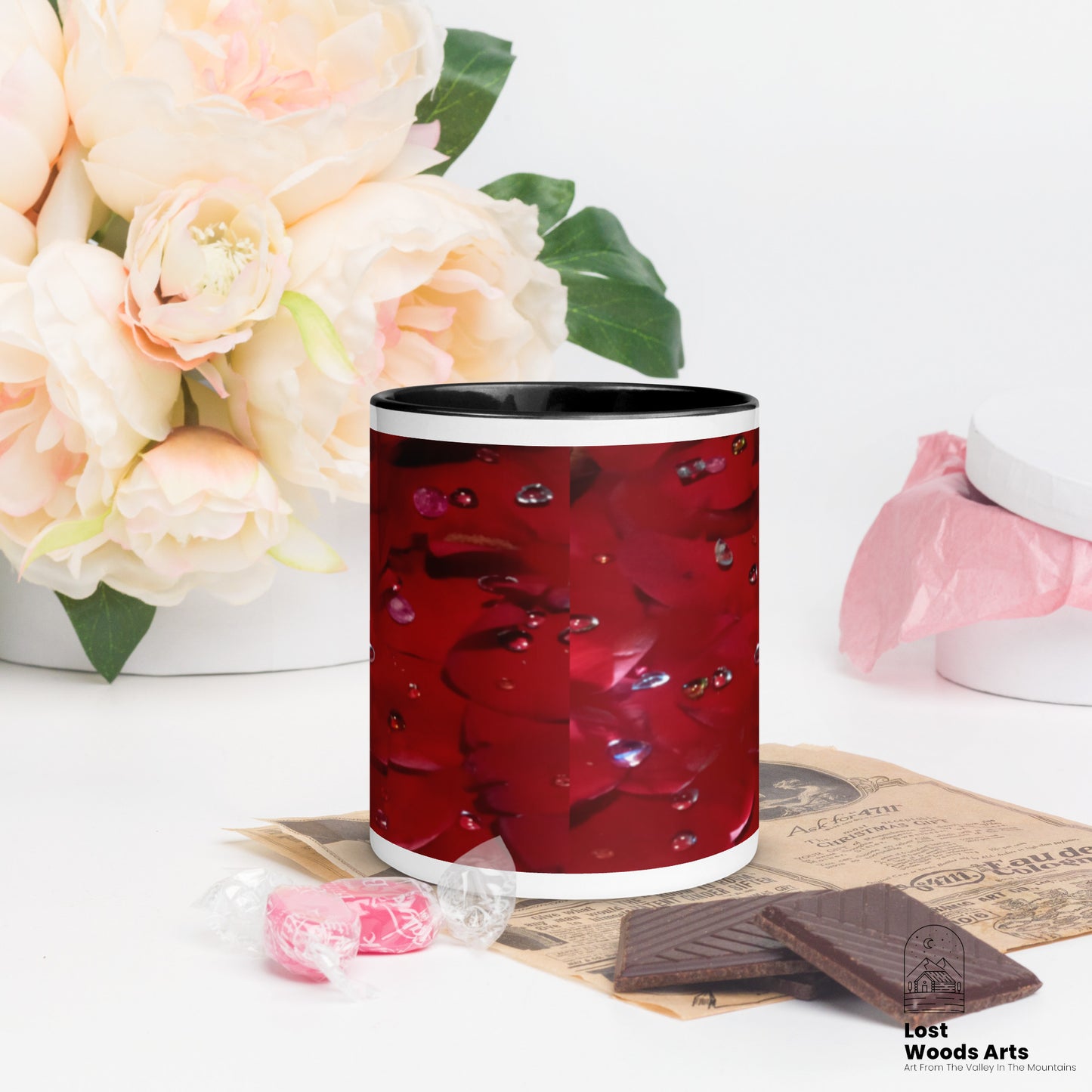 Jeweled Rose Mug with Colored Inside