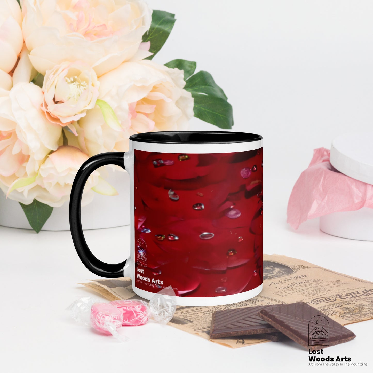 Jeweled Rose Mug with Colored Inside