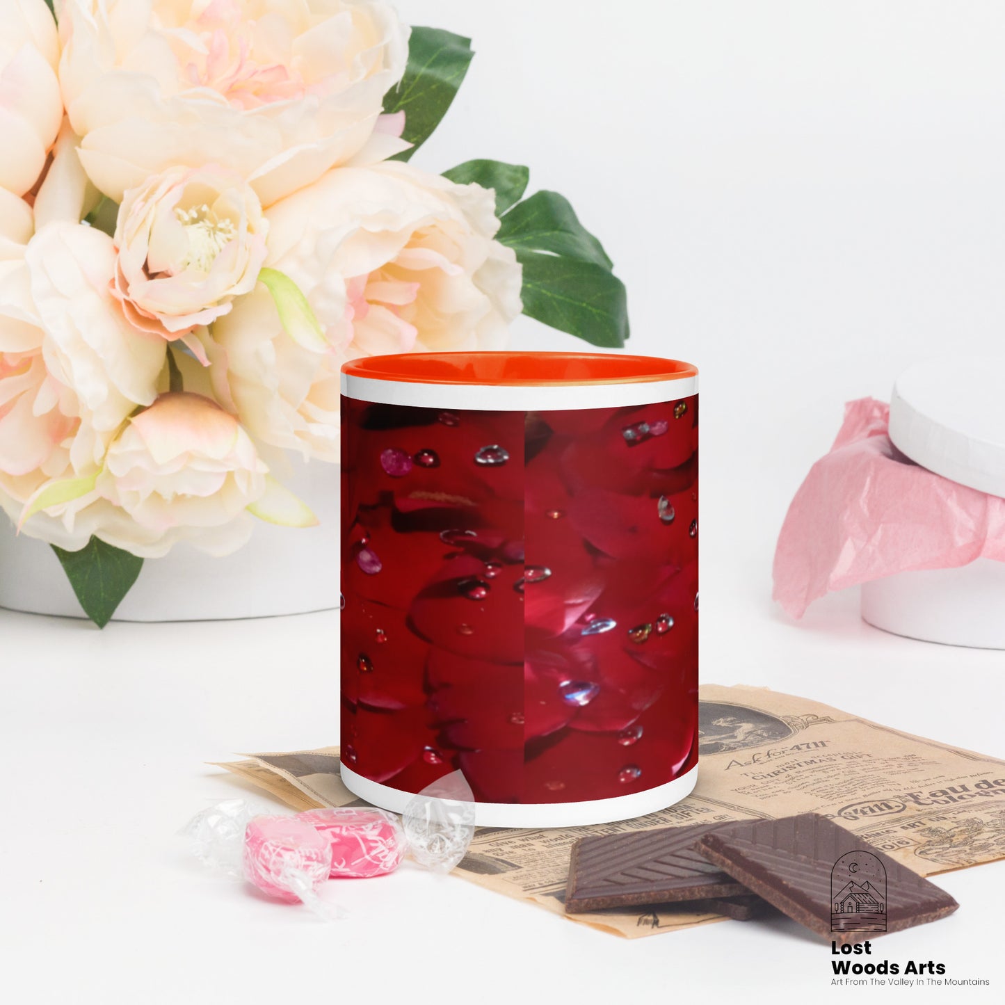 Jeweled Rose Mug with Colored Inside
