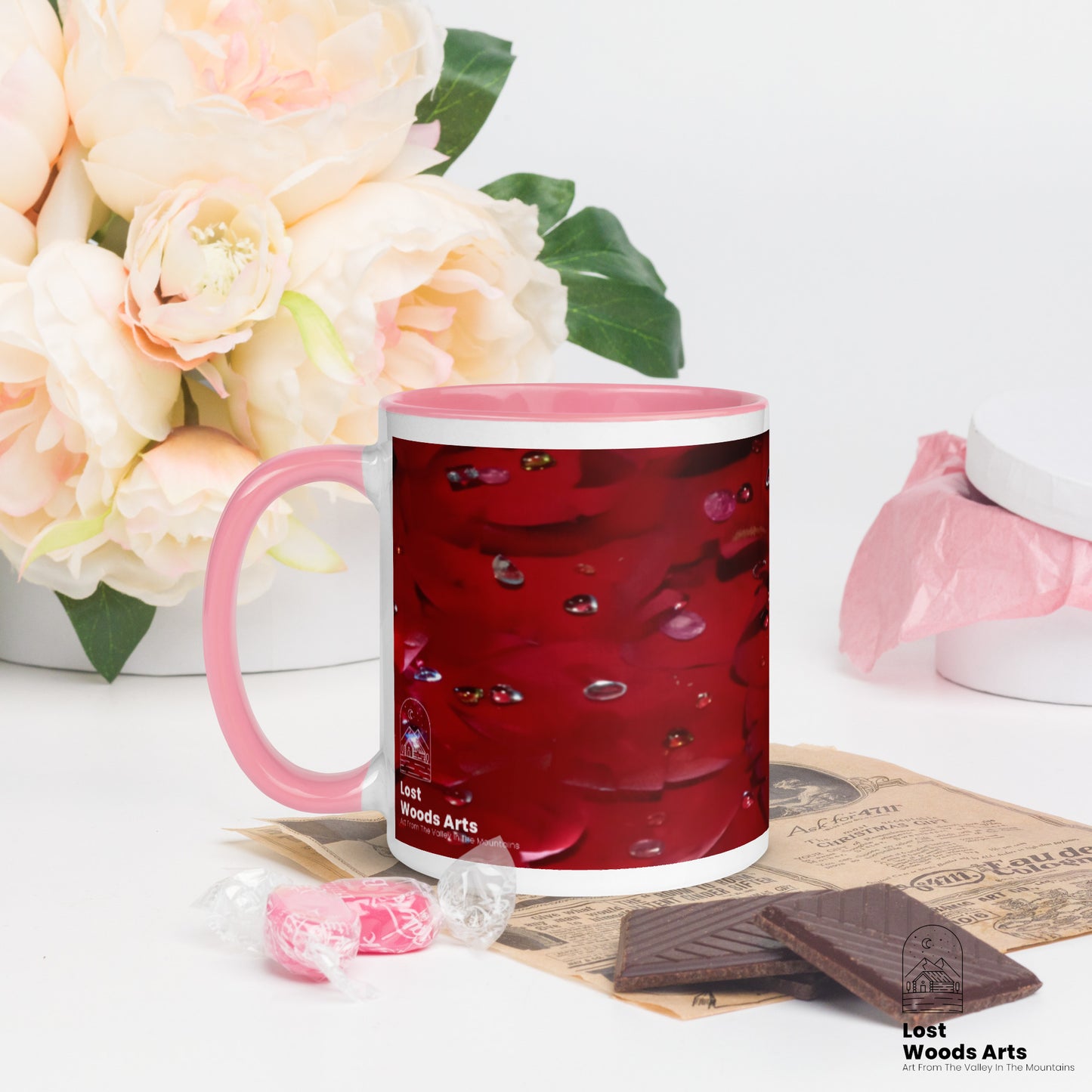 Jeweled Rose Mug with Colored Inside