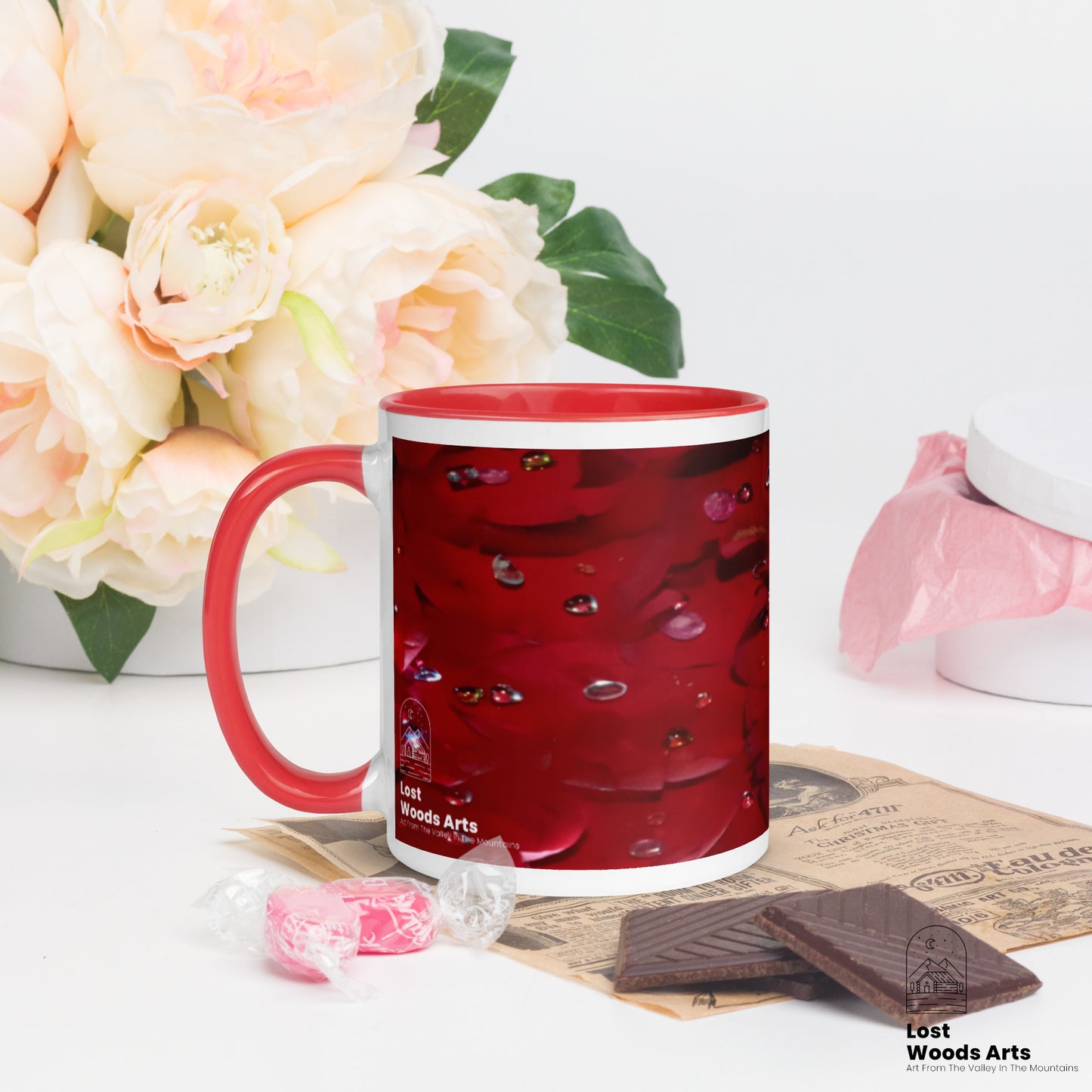 Jeweled Rose Mug with Colored Inside