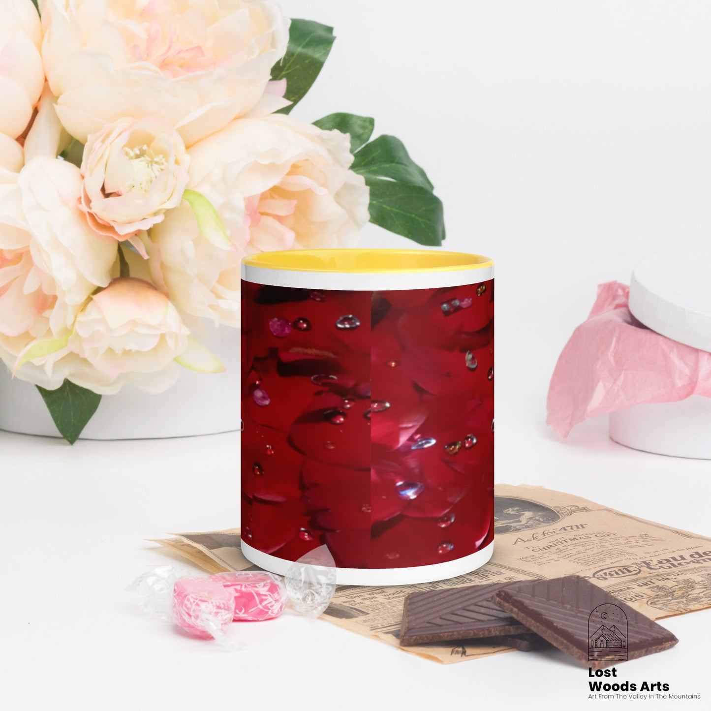 Jeweled Rose Mug with Colored Inside