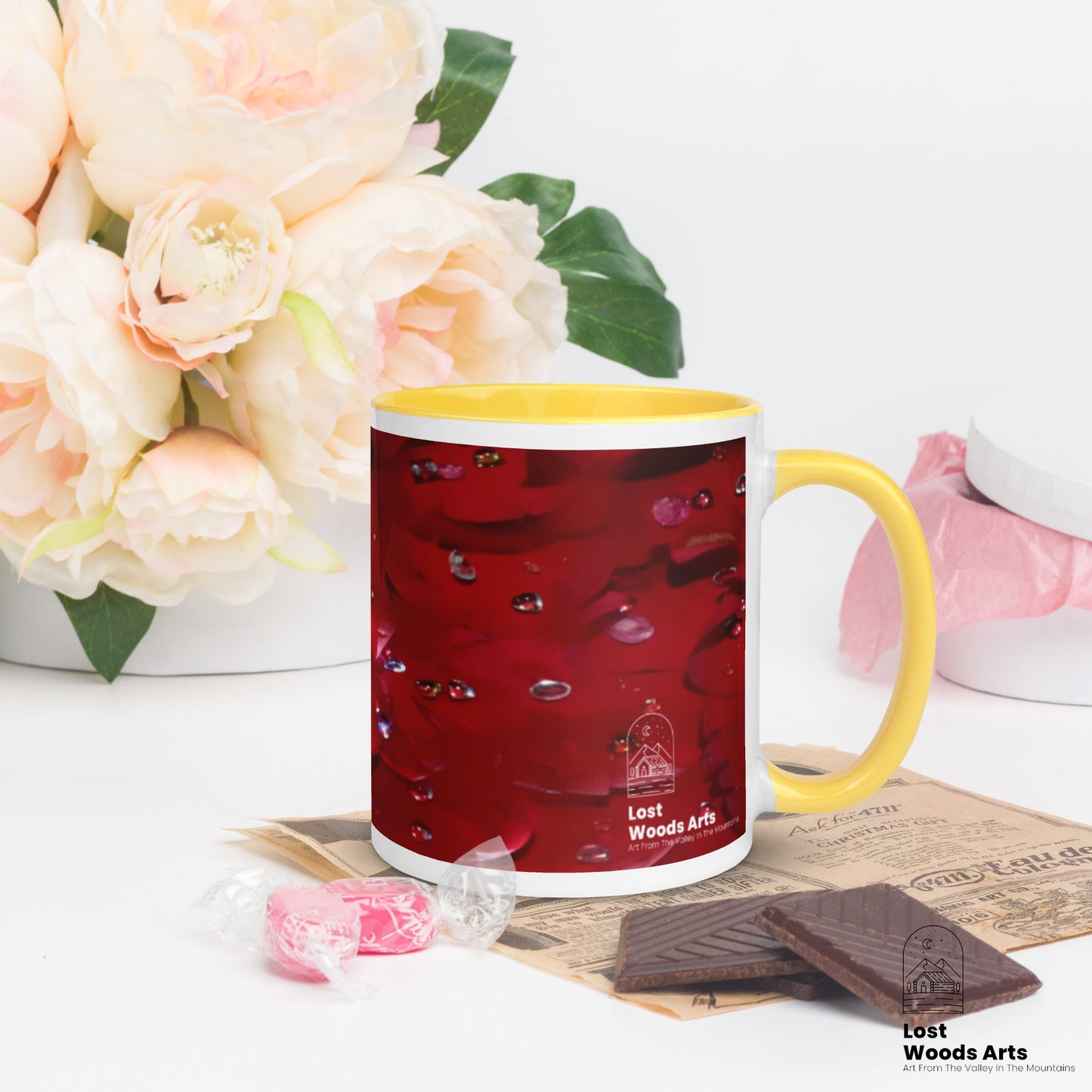 Jeweled Rose Mug with Colored Inside